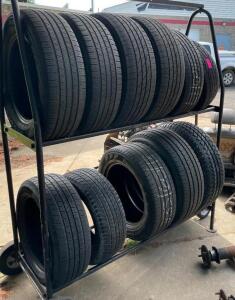 DESCRIPTION: (11) - ASSORTED TIRES INFORMATION: ROLLING RACK NOT INCLUDED. TIRES ONLY. QTY: 11