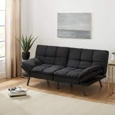 DESCRIPTION: (1) MEMORY FOAM FUTON BRAND/MODEL: MAINSTAYS INFORMATION: BLACK RETAIL$: $179.00 SIZE: 72"w 34"d 32"H QTY: 1