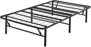 DESCRIPTION: (1) FOLDABLE BED FRAME BRAND/MODEL: MAINSTAYS INFORMATION: BLACK, STEEL RETAIL$: $78.00 EA SIZE: 75"L 39"W 14"H QTY: 1