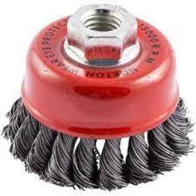 DESCRIPTION: (1) CUP BRUSH, KNOTTED BRAND/MODEL: NORTON #39091 INFORMATION: RED RETAIL$: $25.17 EA SIZE: 6" QTY: 1