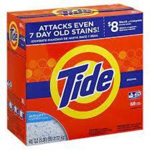 DESCRIPTION: (1) POWDER LAUNDRY DETERGENT BRAND/MODEL: TIDE INFORMATION: ORIGINAL RETAIL$: $40.00 EA SIZE: 68 LOADS, 95 OZ QTY: 1