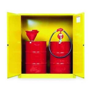 DESCRIPTION: (1) FLAMMABLE DRUM STORAGE CABINET BRAND/MODEL: JUSTRITE/899160 INFORMATION: 110 GALLON CAPACITY RETAIL$: $4,036.73 SIZE: 34"D X 59"W X 6