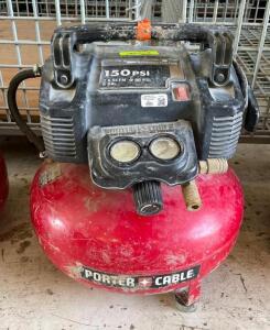 DESCRIPTION: 7 GALLON 150 PSI PORTABLE COMPRESSOR BRAND/MODEL: PORTER CABLE QTY: 1