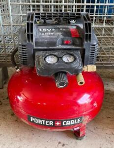 DESCRIPTION: 8 GALLON 150 PSI PORTABLE COMPRESSOR BRAND/MODEL: PORTER CABLE QTY: 1