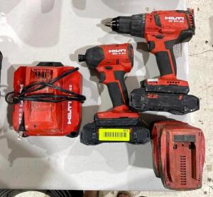 DESCRIPTION: 1/2" CORDLESS HAMMER DRILL/DRIVER AND CORDLESS IMPACT DRIVER BRAND/MODEL: HILTI QTY: 2