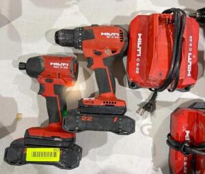 DESCRIPTION: CORDLESS DRILL/DRIVER AND IMPACT DRIVER BRAND/MODEL: HILTI QTY: 2