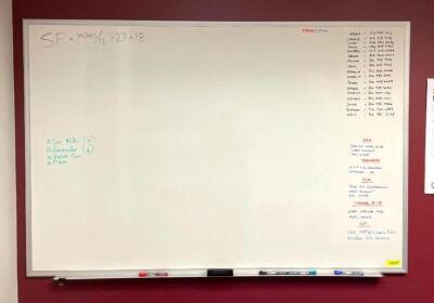 DESCRIPTION: DRY ERASE BOARD SIZE: 72"X48" QTY: 1