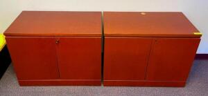 DESCRIPTION: (2) 2-DOOR WOODEN CABINETS WITH KEY SIZE: 36"X20"X28" QTY: 2