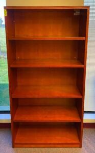 DESCRIPTION: WOODEN BOOKSHELF SIZE: 36"X15"X70" QTY: 1