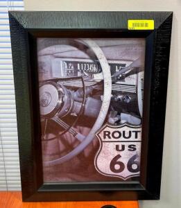 DESCRIPTION: FRAMED AUTOMOTIVE PRINT SIZE: 17"X23" QTY: 1