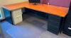 DESCRIPTION: L-SHAPED OFFICE DESK INFORMATION: SOME DAMAGE TO TOP SIZE: 93"X61" QTY: 1