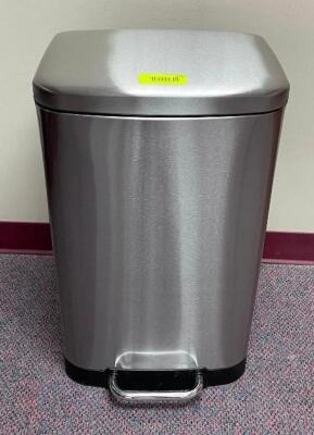 DESCRIPTION: STAINLESS KITCHEN TRASH BIN- STAINLESS LOCATION: UPSTAIRS OFFICE QTY: 1