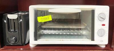 DESCRIPTION: 2-SLICE TOASTER & TOASTER OVEN AS SHOWN LOCATION: UPSTAIRS OFFICE QTY: 1