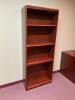 DESCRIPTION: 4-TIER WOODEN BOOK SHELF SIZE: 29" X 12" X 72" LOCATION: UPSTAIRS OFFICE QTY: 1 - 3