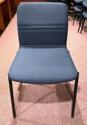 DESCRIPTION: (8) METAL FRAME SIDE CHAIR-BLUE LOCATION: UPSTAIRS OFFICE QTY: 8