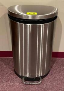 DESCRIPTION: STAINLESS KITCHEN TRASH BIN- STAINLESS LOCATION: UPSTAIRS OFFICE QTY: 1