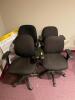 DESCRIPTION: (4) ROLLING OFFICE CHAIRS- BLACK LOCATION: UPSTAIRS OFFICE QTY: 4 - 2