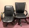 DESCRIPTION: (2) OFFICE CHAIRS-BLACK LOCATION: UPSTAIRS OFFICE QTY: 2