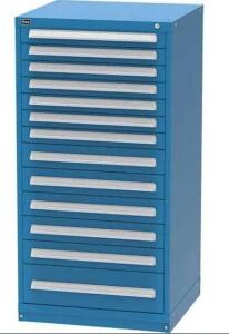 (1) VIDMAR COMPARTMENT STEEL MODULAR STORAGE CABINET BRAND/MODEL XSEP3039ALBB ADDITIONAL INFORMATION BRIGHT BLUE/13-DRAWER/344 COMPARTMENTS/RETAILS AT