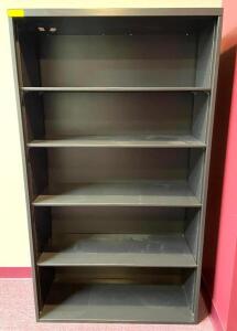 DESCRIPTION: 5-TIER METAL SHELVING UNIT SIZE: 36" X 14" X 64" LOCATION: UPSTAIRS OFFICE QTY: 1