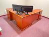 DESCRIPTION: 7' X 6' L-SHAPED WOODEN OFFICE DESK W/ 2-DRAWER FILE CABINET LOCATION: UPSTAIRS OFFICE QTY: 1 - 3