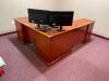 DESCRIPTION: 7' X 6' L-SHAPED WOODEN OFFICE DESK W/ 2-DRAWER FILE CABINET LOCATION: UPSTAIRS OFFICE QTY: 1 - 4