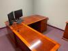 DESCRIPTION: 7' X 6' L-SHAPED WOODEN OFFICE DESK W/ 2-DRAWER FILE CABINET LOCATION: UPSTAIRS OFFICE QTY: 1 - 6