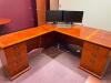 DESCRIPTION: 7' X 6' L-SHAPED WOODEN OFFICE DESK W/ 2-DRAWER FILE CABINET LOCATION: UPSTAIRS OFFICE QTY: 1 - 8