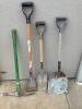 DESCRIPTION: (3) SHOVELS AND (1) PICK AXE LOCATION: SHOP QTY: 4