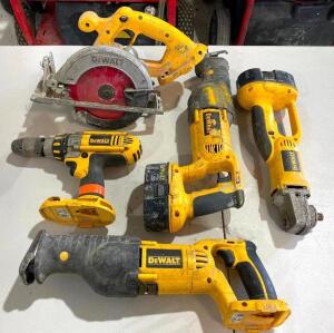 DESCRIPTION: (5) PIECE DEWALT CORDLESS TOOL SET INFORMATION: W/ (1) BATTERY AND NO CHARGER. LOCATION: SHOP QTY: 1