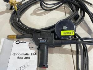 DESCRIPTION: MILLER SPOOLMATIC 15A AIR COOLED SPOOL GUN BRAND/MODEL: MILLER INFORMATION: LIKE NEW. RETAILS FOR $1700 LOCATION: SHOP QTY: 1