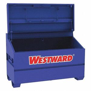 DESCRIPTION: (1) SLOPE LID JOBSITE BOX BRAND/MODEL: WESTWARD #499N11 INFORMATION: BLUE RETAIL$: $1308.27 EA SIZE: 60"W 30"D 40"H QTY: 1