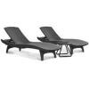 DESCRIPTION: (1) SET OF OUTDOOR CHAISE LOUNGER AND TABLE BRAND/MODEL: KETER INFORMATION: BLACK RETAIL$: $329.00 TOTAL QTY: 1