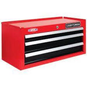 DESCRIPTION: (1) METAL TOOL BOX BRAND/MODEL: CRAFTSMAN #CMST98246RB INFORMATION: RED RETAIL$: $109.99 EA SIZE: 1830 CU IN, 26 x 12 x 12.5" QTY: 1