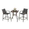 DESCRIPTION: (1) PATIO BAR TABLE AND STOOL SET BRAND/MODEL: CRESTLIVE PRODUCTS INFORMATION: BLACK/GREY RETAIL$: $308.56 TOTAL SIZE: BAR HEIGHT, 3 PIEC