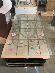4' X 8' DECORATIVE STAINED GLASS WINDOW PANEL WITH FLORAL DESIGN