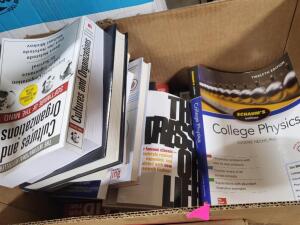 DESCRIPTION: (1) BOX OF MISC COLLEGE TEXTBOOKS QTY: 1