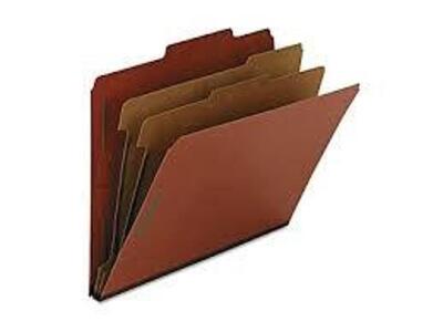 DESCRIPTION: (5) BOXES OF (10) CLASSIFICATION FOLDERS BRAND/MODEL: SMEAD #14024 INFORMATION: RED RETAIL$: $34.84 EA QTY: 5