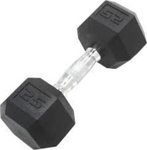 DESCRIPTION: (1) DUMBBELL BRAND/MODEL: DUMBBELL ACADEMY INFORMATION: BLACK RETAIL$: $40.00 EA SIZE: 25 LB CAP QTY: 1