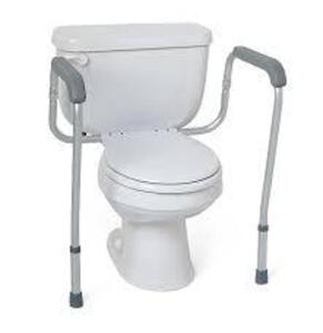 DESCRIPTION: (1) FOLDABLE TOILET SAFETY RAIL BRAND/MODEL: MEDLINE INFORMATION: WHITE RETAIL$: $35.99 EA SIZE: TOILET NOT INCLUDED QTY: 1