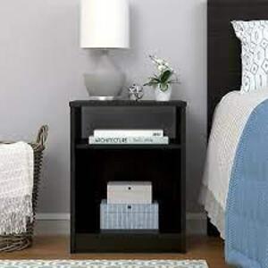 DESCRIPTION: (1) OPEN SHELF NIGHTSTAND BRAND/MODEL: MAINSTAYS EMERY INFORMATION: BLACK RETAIL$: $40.00 EA QTY: 1