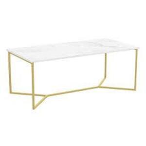 DESCRIPTION: (1) MARBLE GOLD METAL COFFEE TABLE BRAND/MODEL: S & S CO INFORMATION: GOLD AND WHITE RETAIL$: $106.81 EA SIZE: 44X12X16 QTY: 1