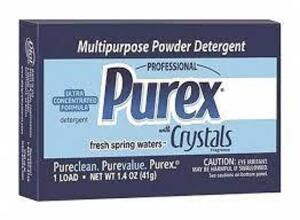 DESCRIPTION: (6) BOXES OF 1 LOAD MULTIPURPOSE POWDER DETERGENT BRAND/MODEL: PUREX INFORMATION: FRESH SPRING WATERS SIZE: 1.4 OZ QTY: 6