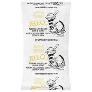 DESCRIPTION: (2) BAGS OF PUDDING AND PIE FILLING MIX BRAND/MODEL: JELLO INFORMATION: VANILLA RETAIL$: $40.00 EA SIZE: 4.5 LB QTY: 2