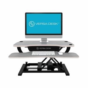 VERSADESK POWER PRO - 36" ELECTRIC HEIGHT ADJUSTABLE STANDING DESK RISER. POWER SIT TO STAND DESKTOP CONVERTER WITH KEYBOARD TRAY