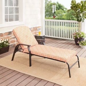 DESCRIPTION: (1) BELDEN PARK CHAISE LOUNGE BRAND/MODEL: MAINSTAYS INFORMATION: ORANGE AND WHITE RETAIL$: $99.00 EA QTY: 1