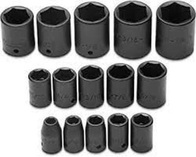 DESCRIPTION: (1) DRIVE IMPACT SOCKET SET BRAND/MODEL: PROTO #J74104 RETAIL$: $164.99 TOTAL SIZE: 1/2" 15 PIECE QTY: 1