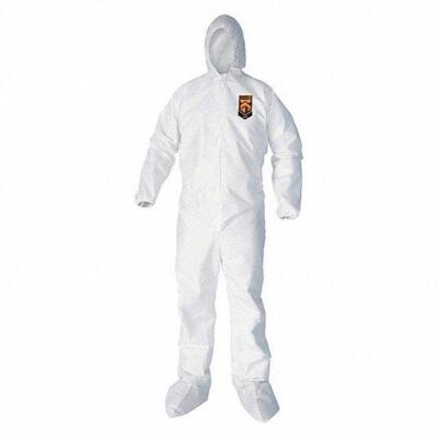 DESCRIPTION: (1) BOX OF (25) HOODED, BOOTED DISPOSABLE COVERALLS BRAND/MODEL: KIMBERLY-CLARK #2WXC5 INFORMATION: WHITE RETAIL$: $238.26 TOTAL SIZE: 3X