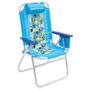 DESCRIPTION: (1) FOLDING BEACH CHAIR BRAND/MODEL: RIO #SC453MV-501-1 INFORMATION: BLUE RETAIL$: $81.87 EA SIZE: 17" SEAT, ADJUSTS TO 4 POSITIONS QTY: