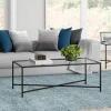 DESCRIPTION: (1) COFFEE TABLE WITH GLASS TOP BRAND/MODEL: HENLEY #CT0824 INFORMATION: BLACKENED BRONZE AND GLASS RETAIL$: $133.99 EA SIZE: 51.38"W 27.